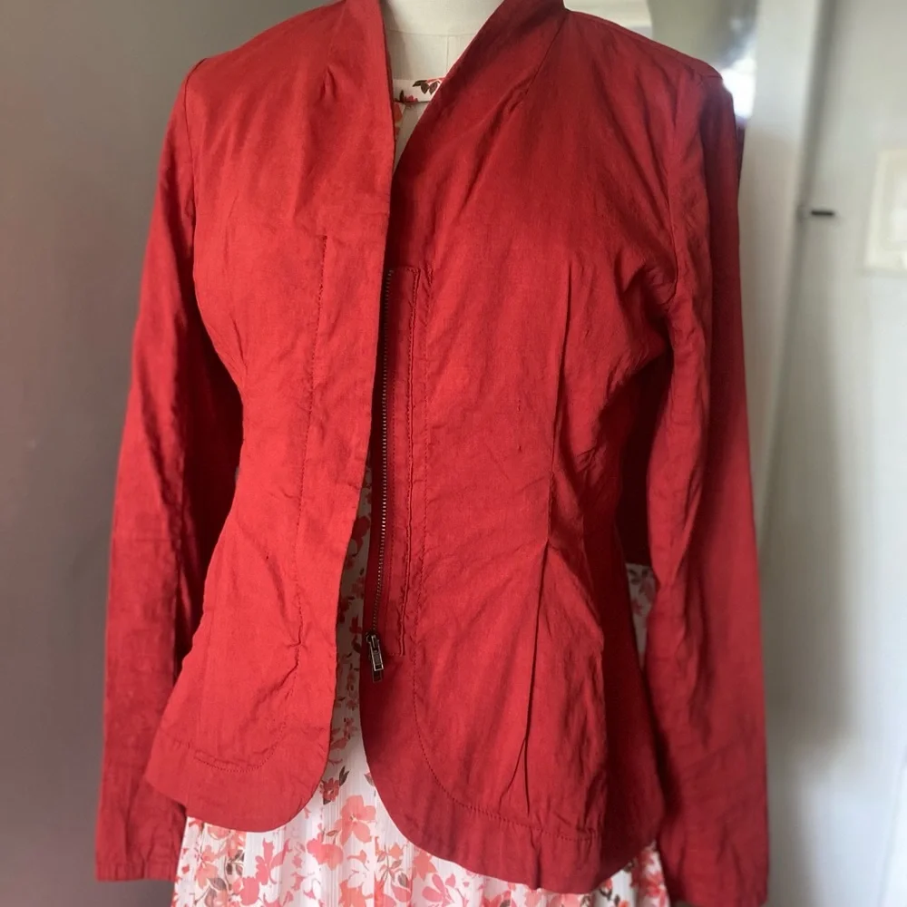 Eileen Fisher Red Linen Jacket - Picture 3 of 10